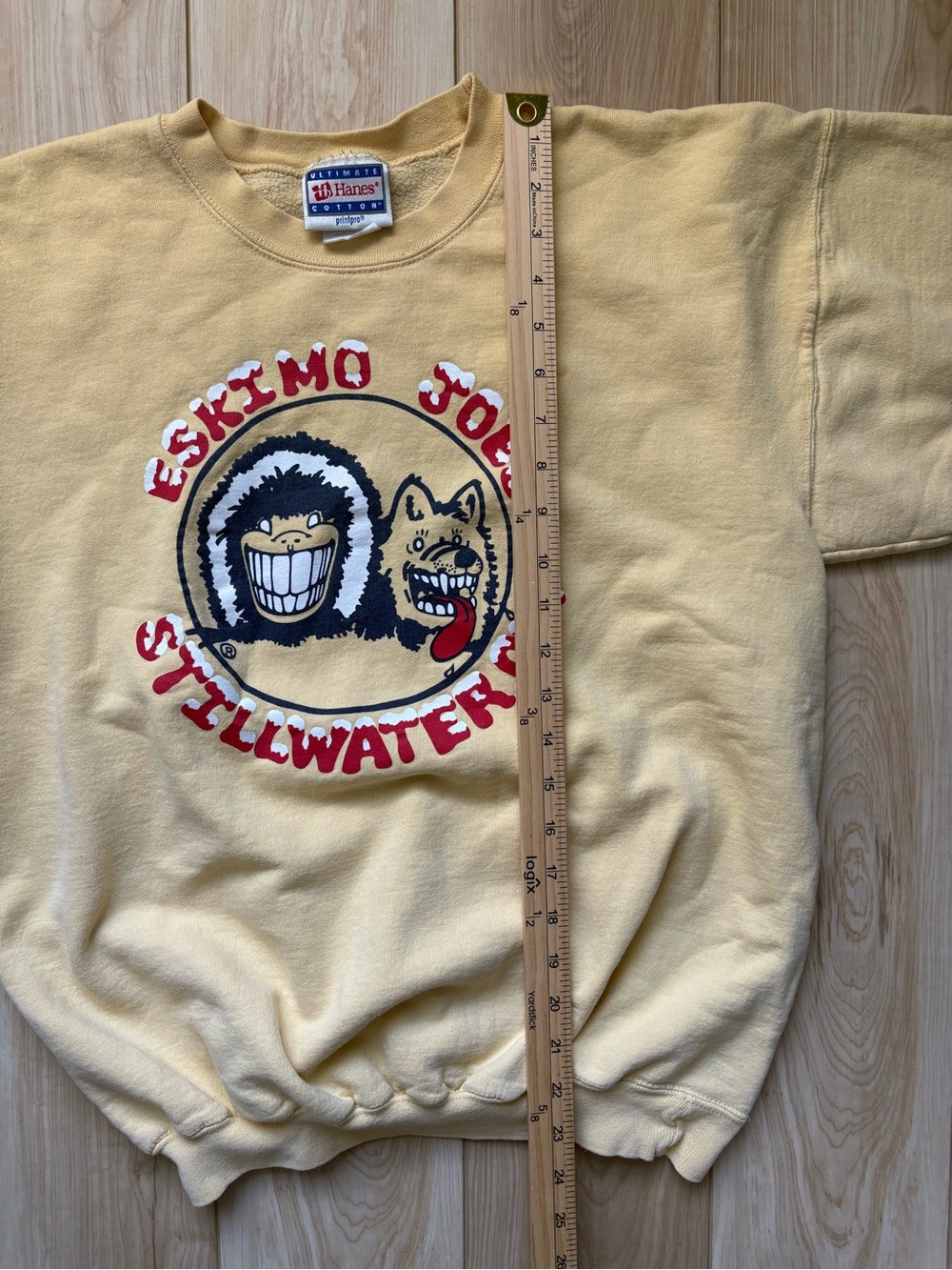 Vintage Eskimo Joe’s Yellow Graphic Crewneck Sweatshirt Skater Grunge EUC - Picture 4 of 6